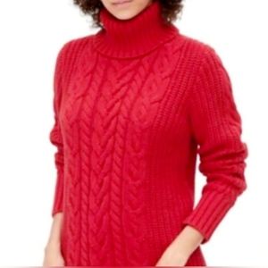 Willi Smith Women's Turtleneck 100% Cotton Sweater Cozy Knit Red Medium
